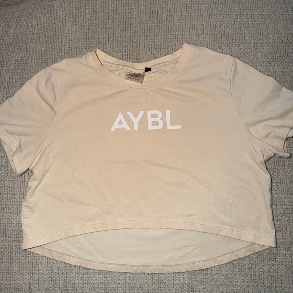 AYBL Beige Short Sleeve Crop Top